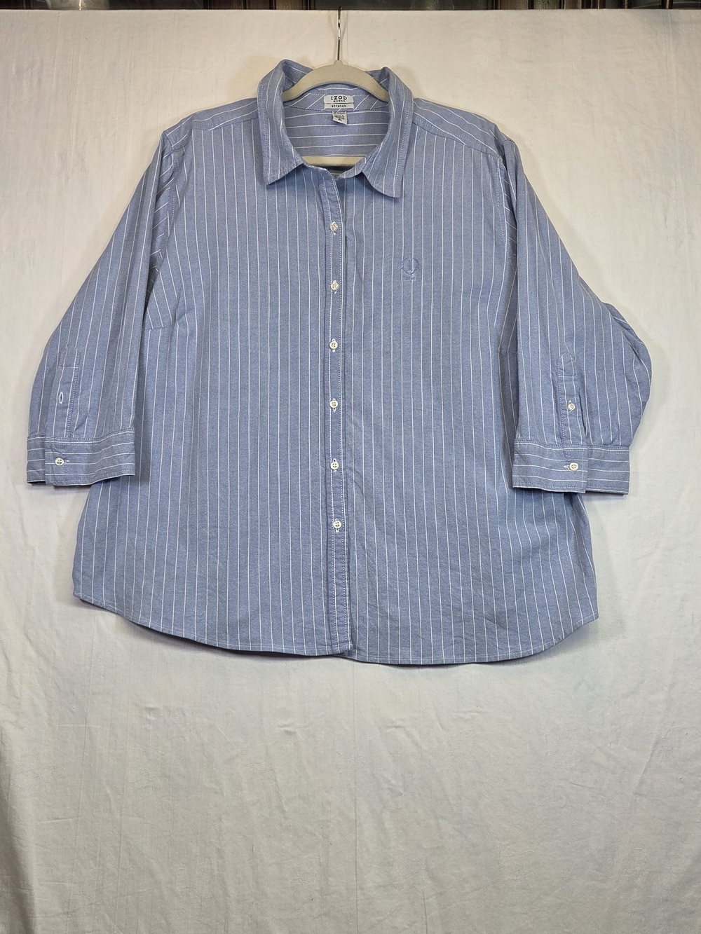 Izod Light Blue Pinstripe Casual Button-Down Shirt. Size 2X. #0296